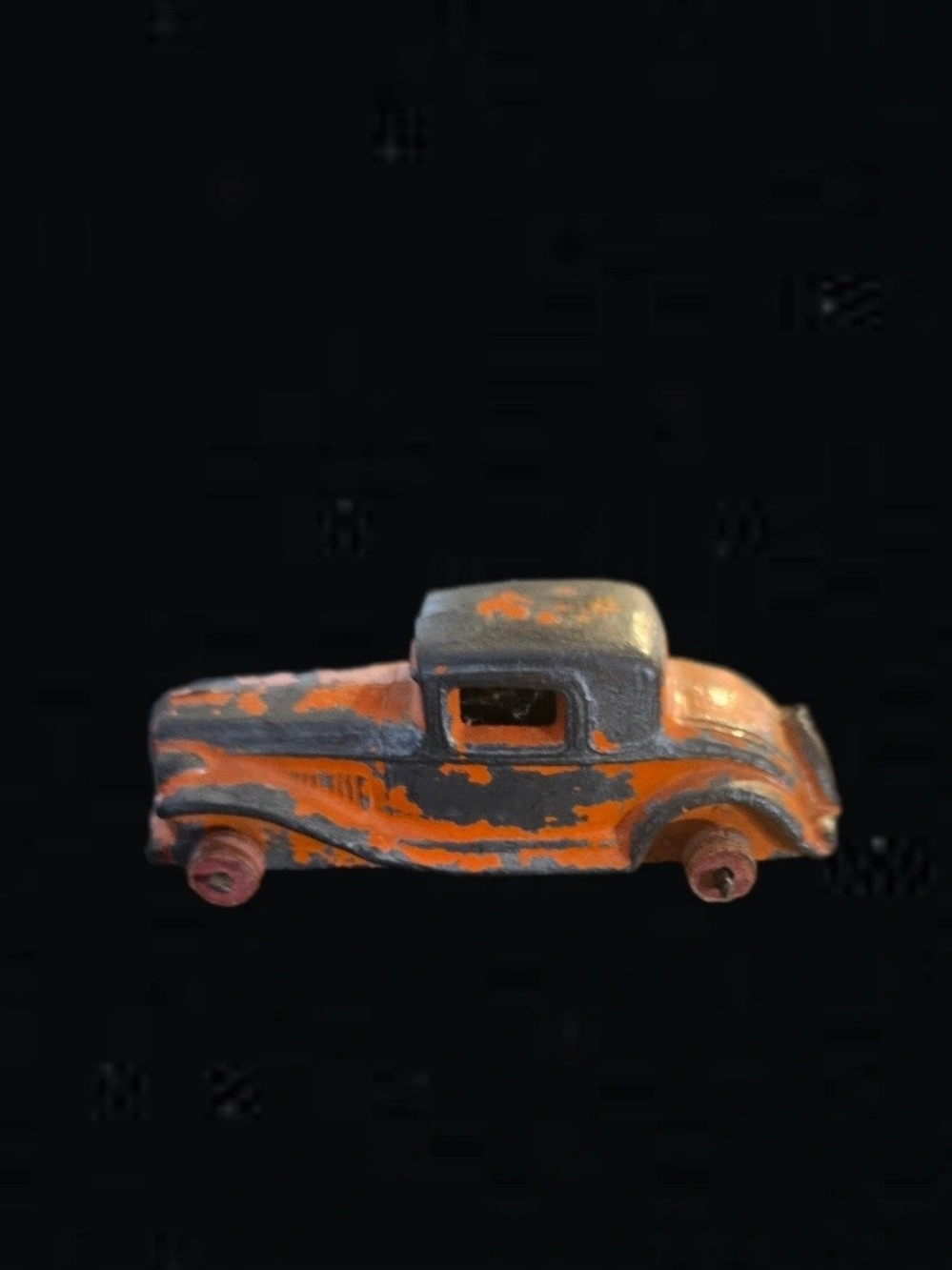 Vintage 1930s Kansas Toy & Novelty Slush Cast Lead Coupe Car Orange